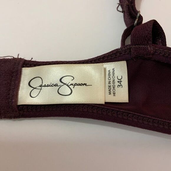 Jessica Simpson Purple Lace Trim Lightly Padded Underwire Bra 34C - Picture 5 of 8